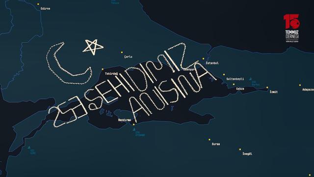 15 Temmuz şehitleri için gökyüzünde anma: 253 isimlik yazı