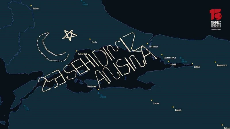 15 Temmuz şehitleri için İHA’lardan 253 kilometrelik ay-yıldızlı uçuş