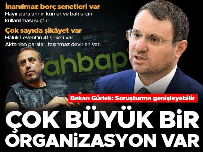 Adalet Bakanı Gürlek: AHBAP soruşturması genişleyebilir, inanılmaz borç senetleri var