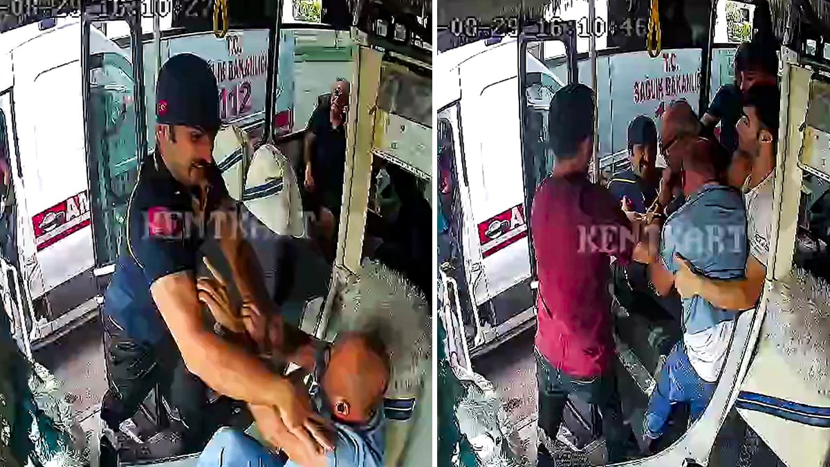 Adana'da Ambulans Şoförü ile Otobüs Şoförü Arasında Yol Verme Kavgası