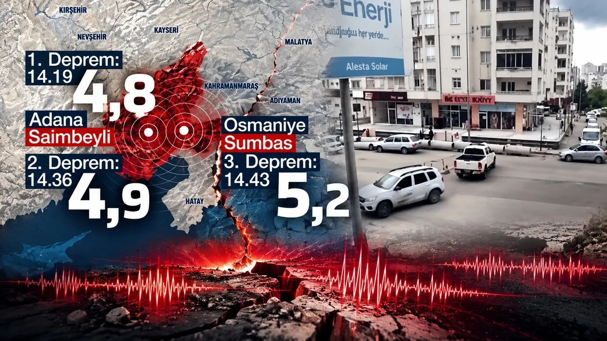 Adana ve Osmaniye'de Peş Peşe Depremler: 4,8 ve 5,2 ile Sarsıldı