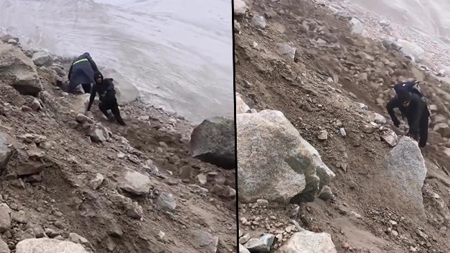 Ağrı Dağı'nda heyelan korkusu: Dağcılar son anda kurtuldu