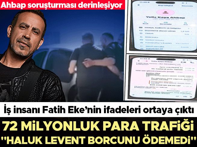Ahbap soruşturmasında Fatih Eke: Hesaplarım Haluk Levent yüzünden bloke oldu