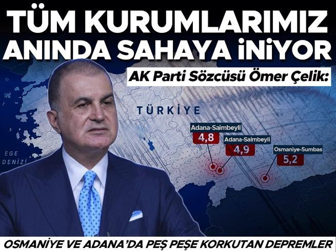 AK Parti Sözcüsü Çelik: Depremde Tüm Kurumlar Anında Sahada