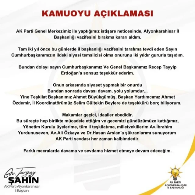 AK Parti'de üç il başkanının istifası istendi
