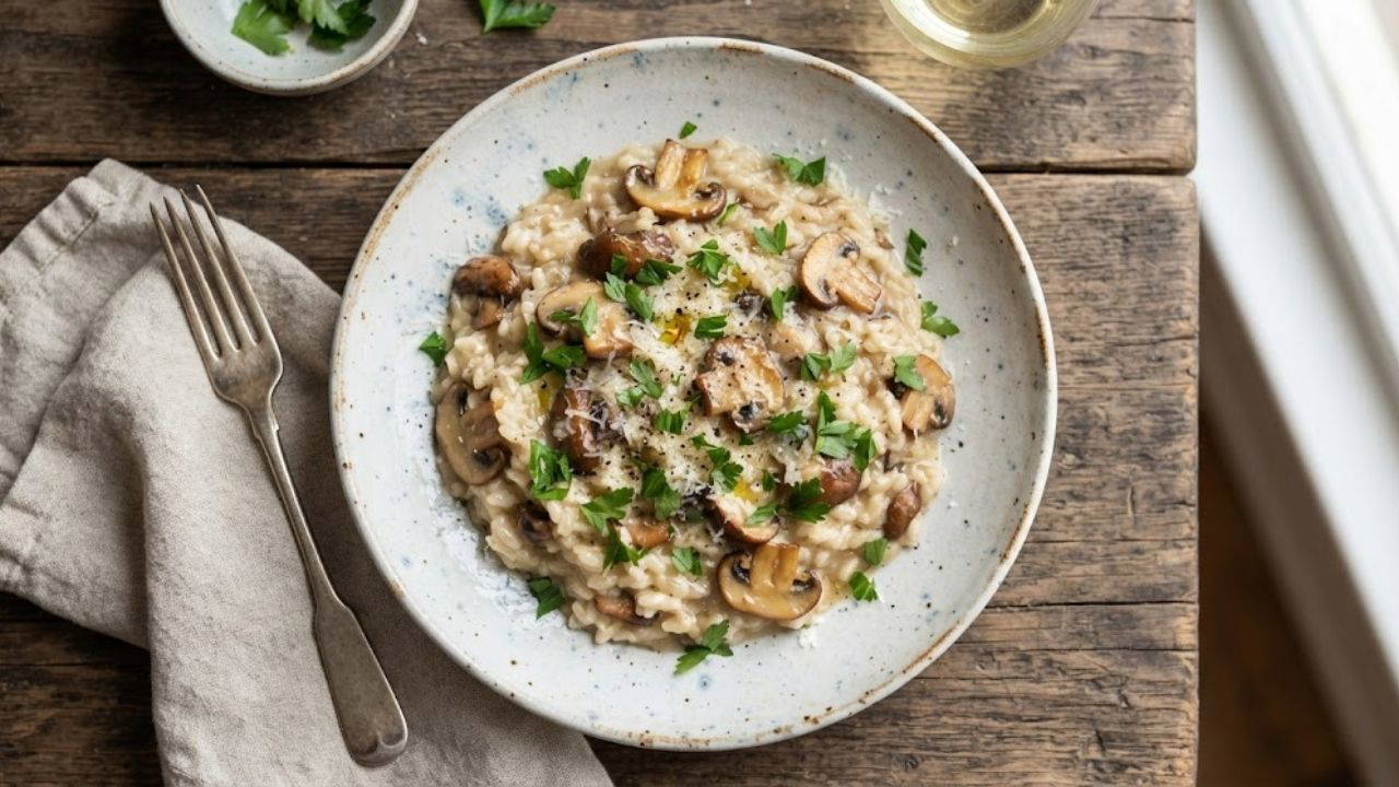 Akşam Yemeğine İtalyan Dokunuşu: Kremalı Mantarlı Risotto Tarifi