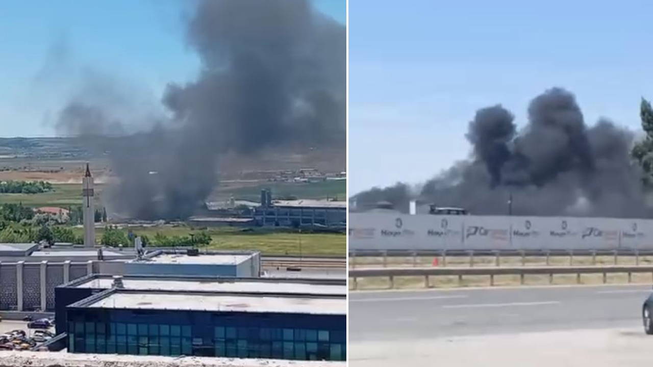 Ankara'da alçı fabrikasında yangın: Bir kişi mahsur kaldı