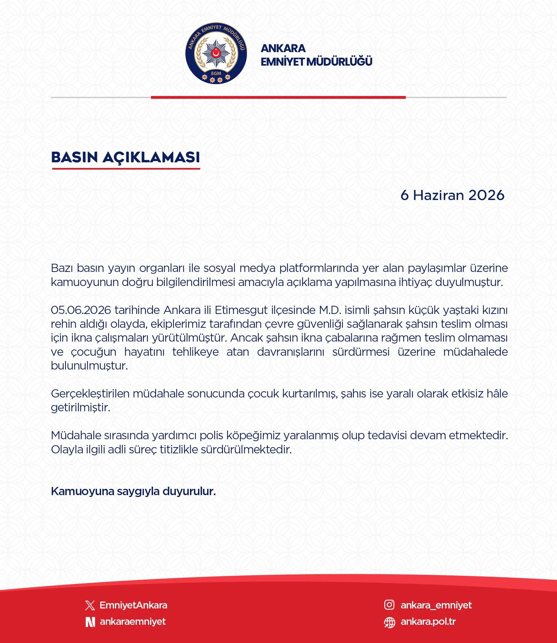 Ankara'da dehşet: Baba kızını rehin aldı, Özel Harekat kurtardı