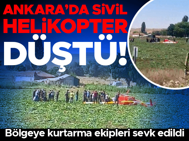 Son Dakika: Ankara'da Eğitim Helikopteri Tarlaya Düştü, 2 Yaralı