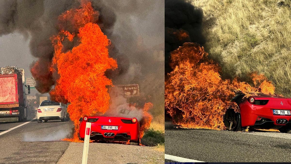 Ankara'da seyir halindeki lüks otomobil alev aldı