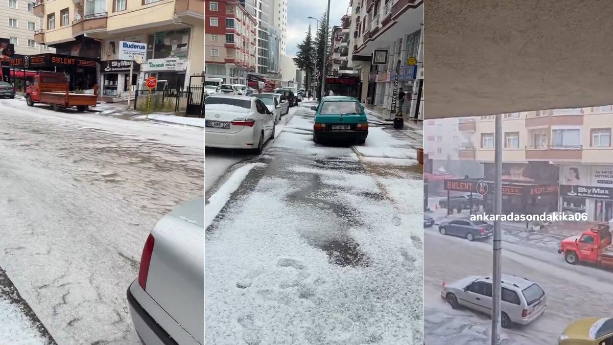 Ankara'da 'Süper hücre' vurdu: Yollar beyaza büründü