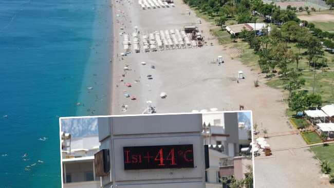Antalya'da termometreler 44 dereceyi gördü, sahiller doldu taştı