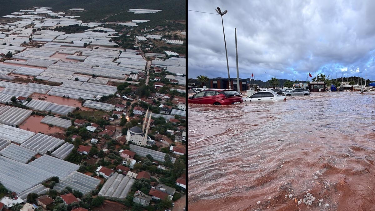 Antalya Demre'de sel felaketi: Araçlar sürüklendi, seralar zarar gördü