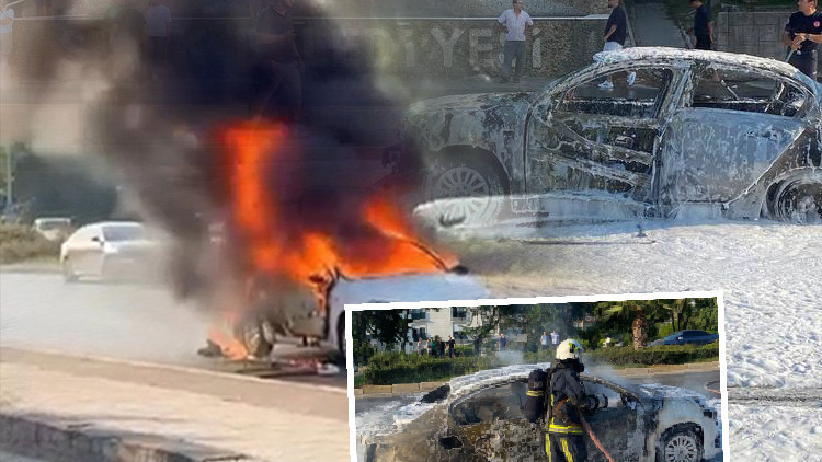 Antalya'da Seyir Halindeki LPG'li Otomobil Alev Alev Yandı