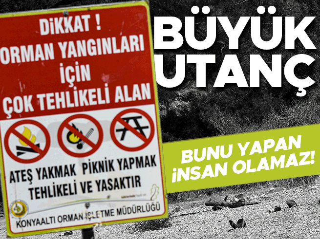 Antalya'da uyarı tabelası yanında mangal yaktılar