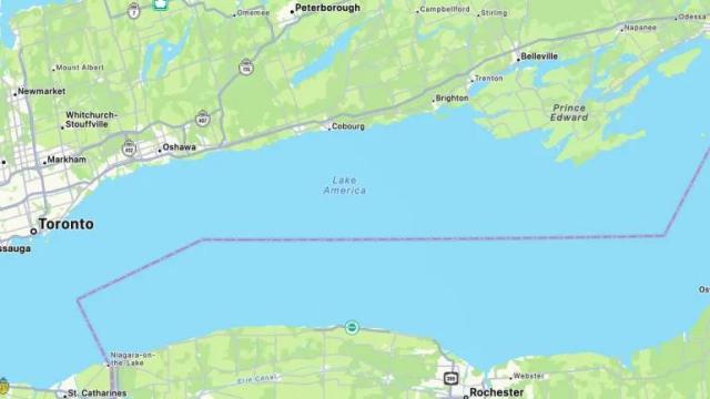 Apple Haritalar'da Ontario Gölü Artık 'Amerika Gölü