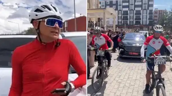 Ardahan Valisi Çiçekli'ye bisikletli veda: Sporcular eşlik etti