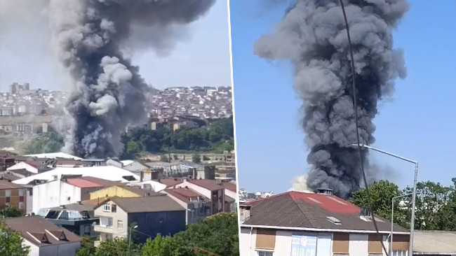 Arnavutköy'de fabrika yangını: İtfaiye ekipleri olay yerinde