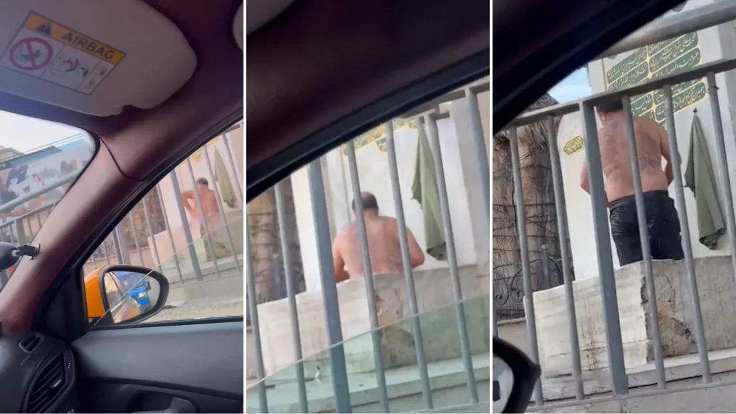 Bağdat Caddesi'nde çeşme suyuyla duş alan kişi şaşırttı