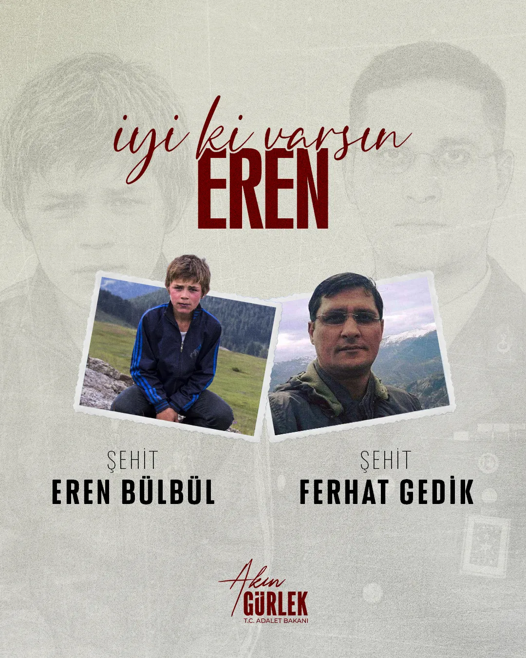 Bakan Gürlek, Şehit Eren Bülbül ve Ferhat Gedik'i Andı