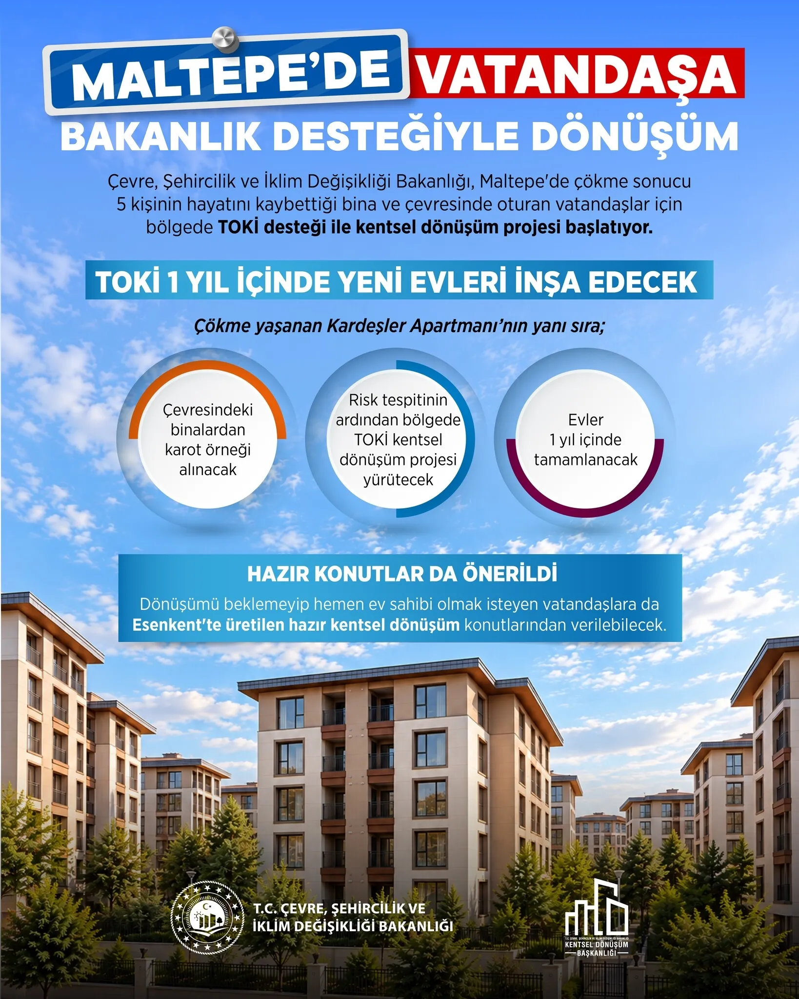 Bakan Kurum Maltepe için tarih verdi: Güvenli konutlar 1 yılda teslim