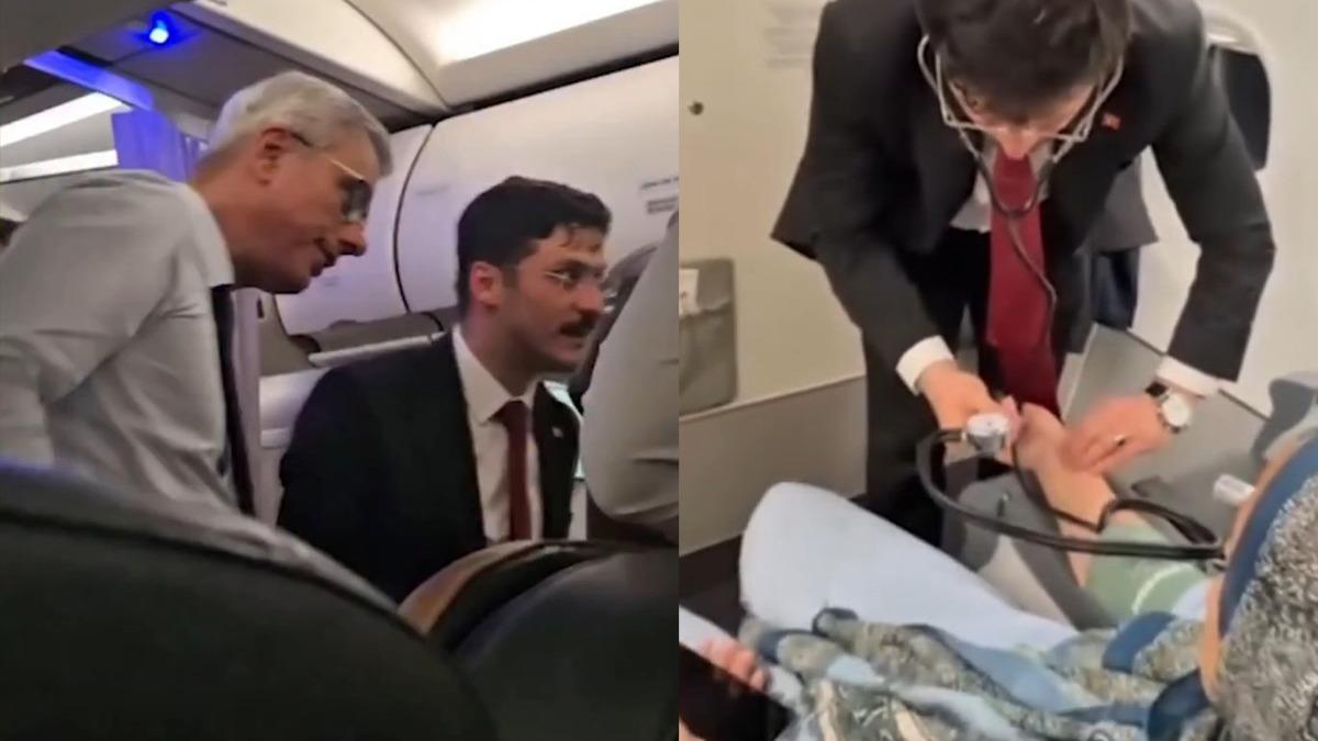 Bakan Memişoğlu Uçakta Rahatsızlanan Yolcuya İlk Müdahaleyi Yaptı