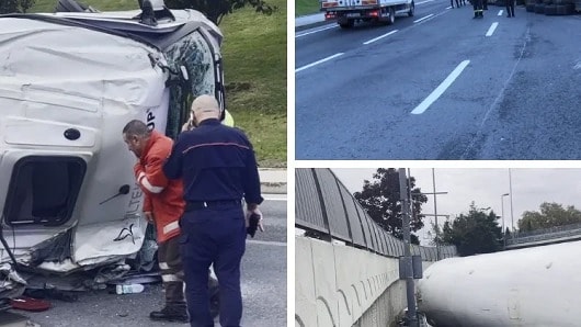 Bakırköy'de LNG tankeri devrildi: Yeni Havaalanı Caddesi kapandı