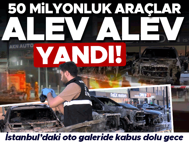 Bakırköy'de 4 lüks otomobil alev alev yandı: 50 milyon TL kül oldu