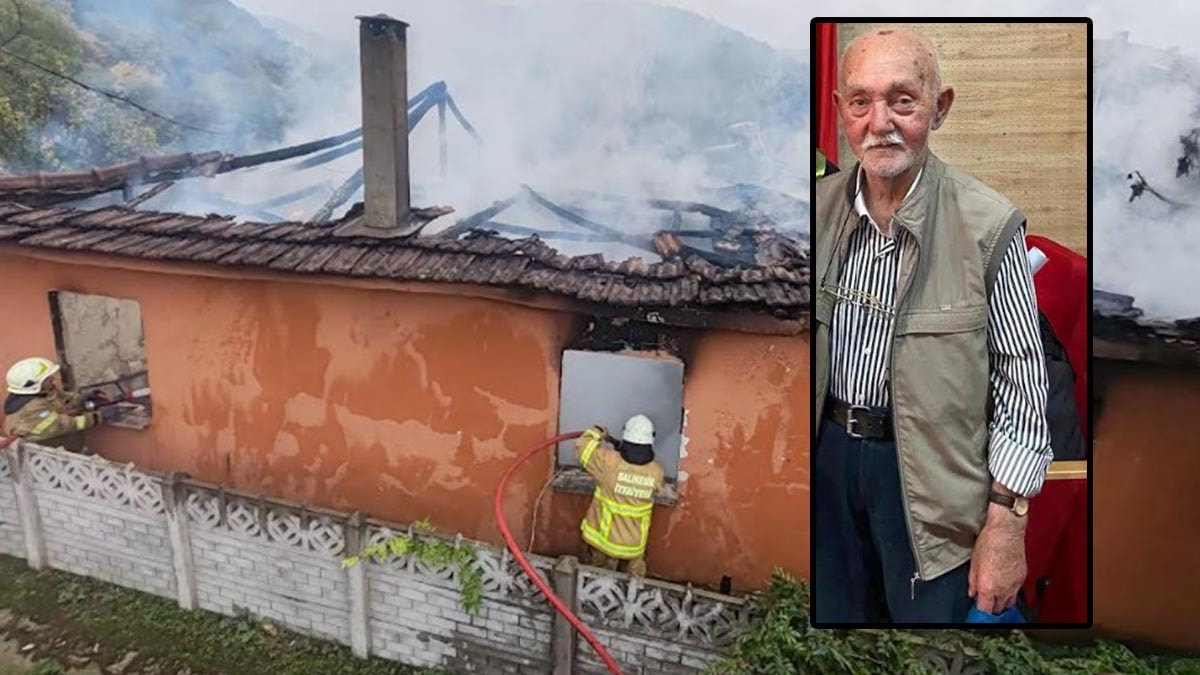 Balıkesir Manyas'ta 90 yaşındaki İsmail Artunç evinde çıkan yangında hayatını kaybetti