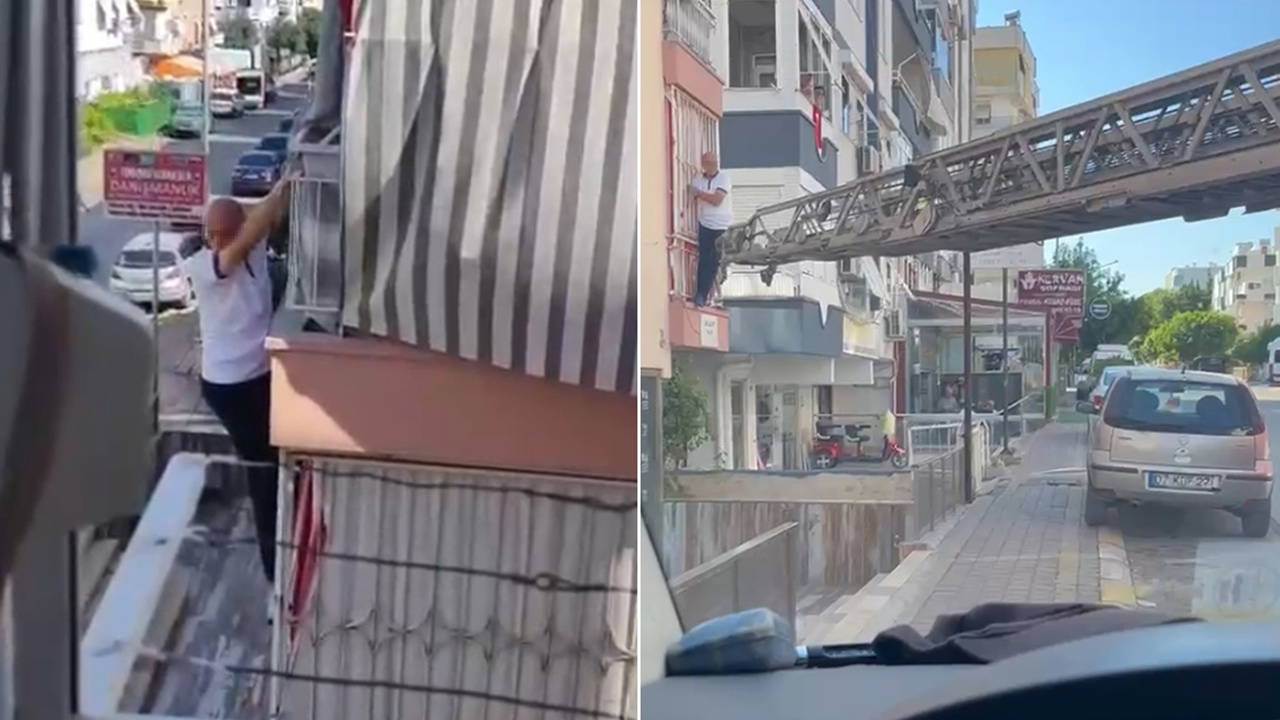 Balkon Demirinde Mahsur Kalan Adamı İtfaiye Kurtardı
