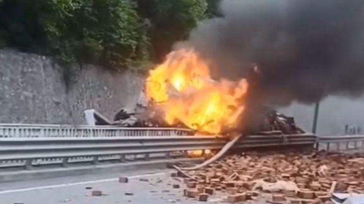 Bariyerlere Çarpan Kamyon Alev Alev Yandı: 1 Ölü