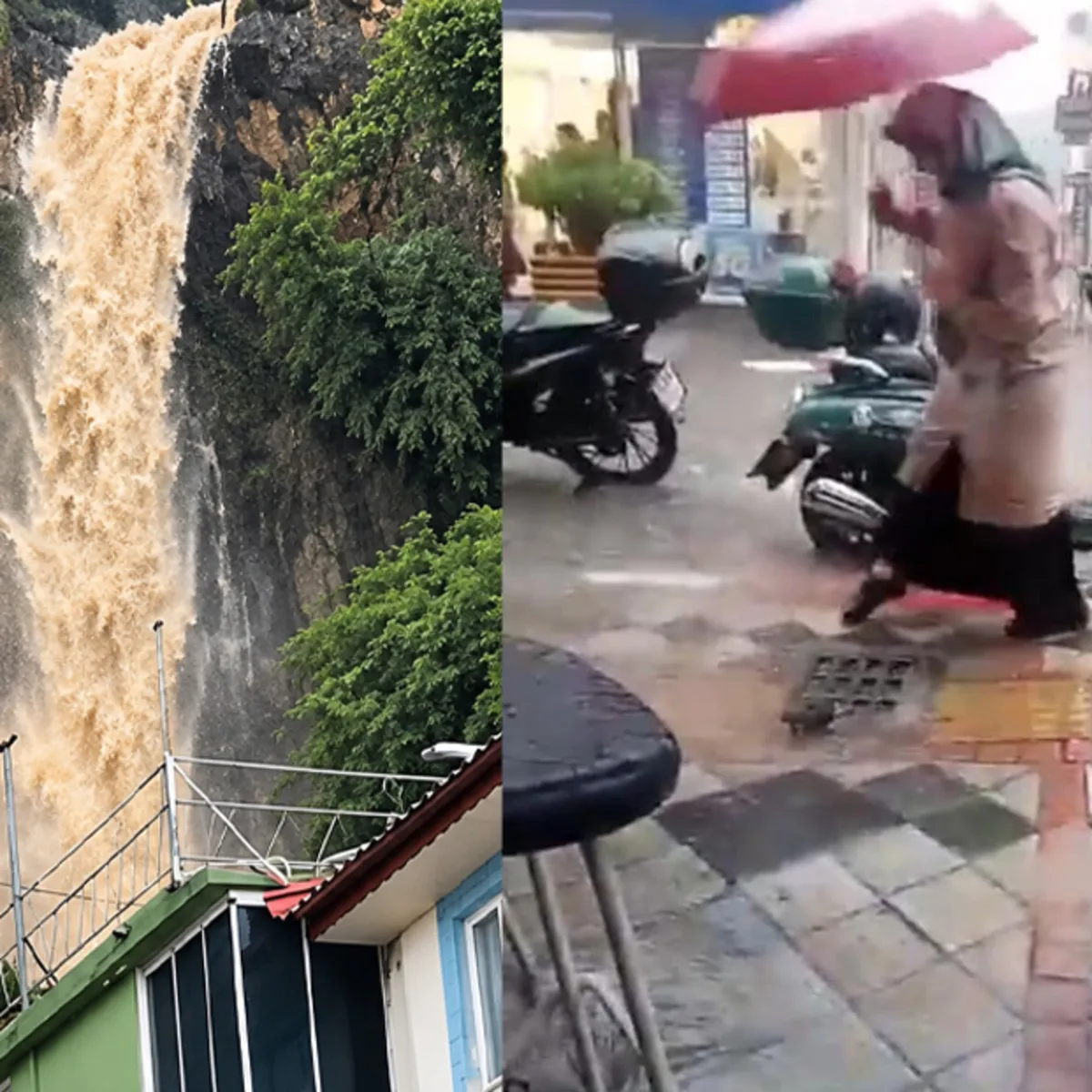 Bartın'da Yağmur Suları Şelaleye Dönüştü, Mazgaldan Çıkan Fare Korkuttu