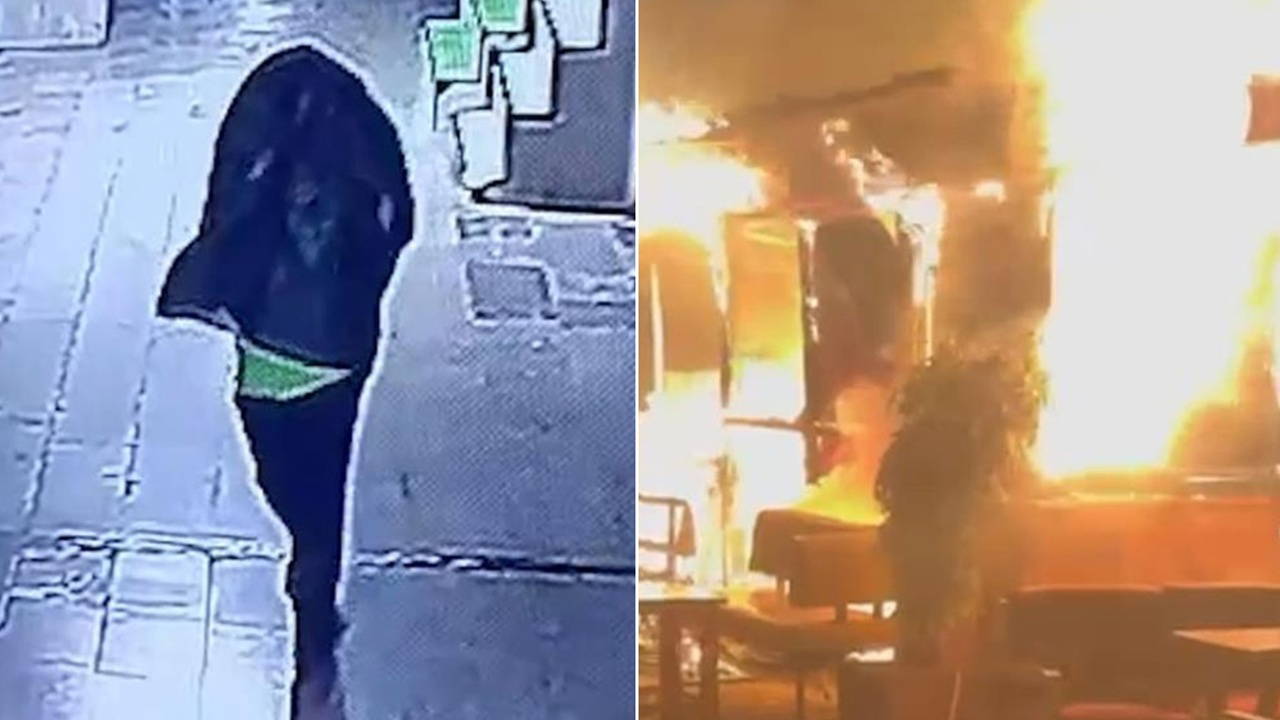 Başına çöp poşeti geçirip çay ocağını ateşe verdi: Kamerada