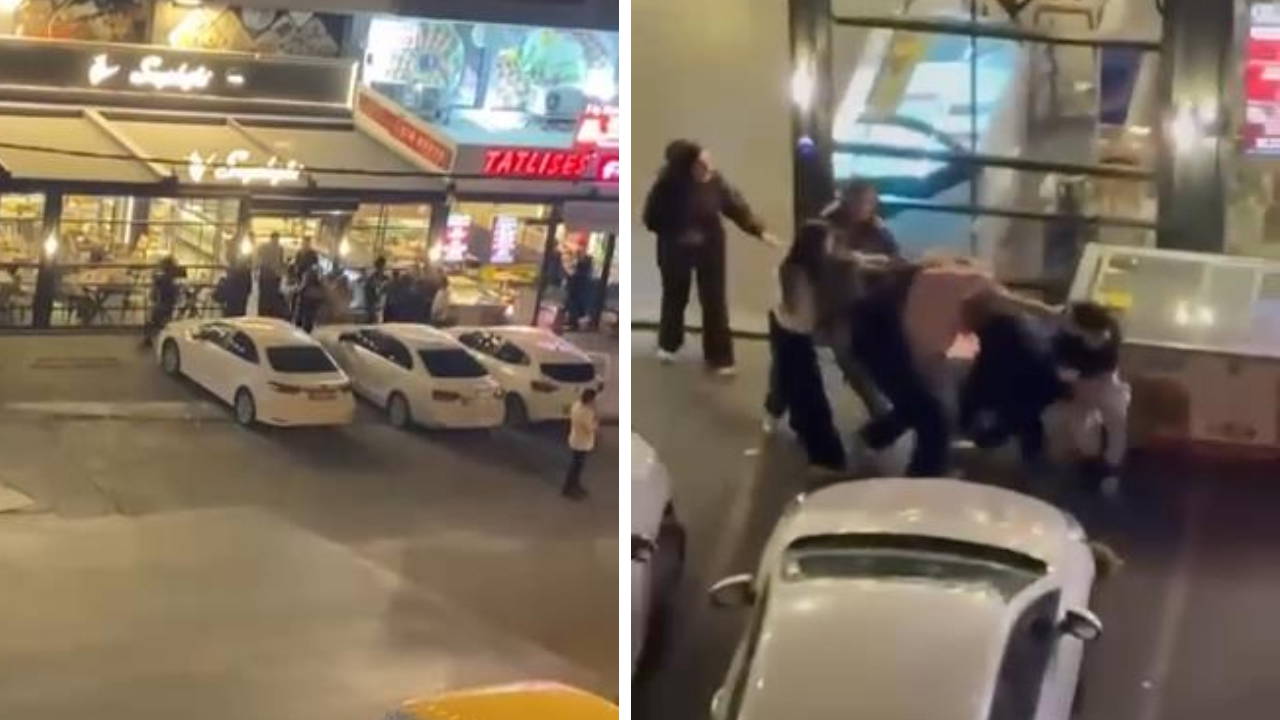 Beylikdüzü'nde kadınların saç saça kavgası kamerada