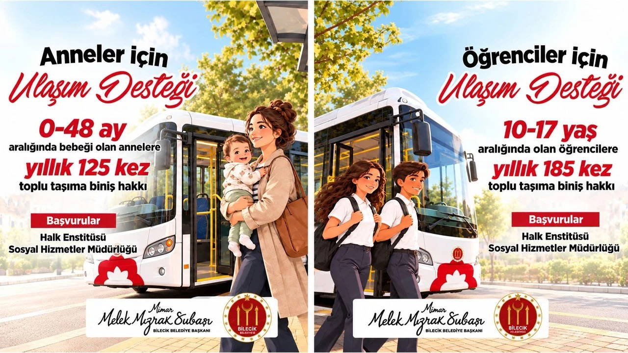 Bilecik Belediyesi'nden Annelere ve Öğrencilere Ulaşım Desteği
