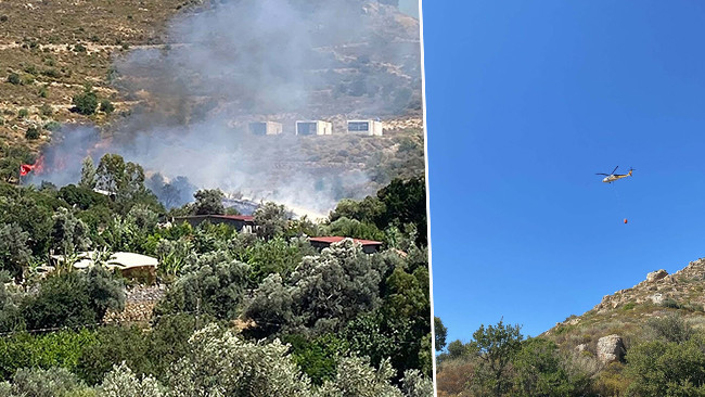 Bodrum'da otluk ve makilik alanda yangın: Havadan ve karadan müdahale sürüyor