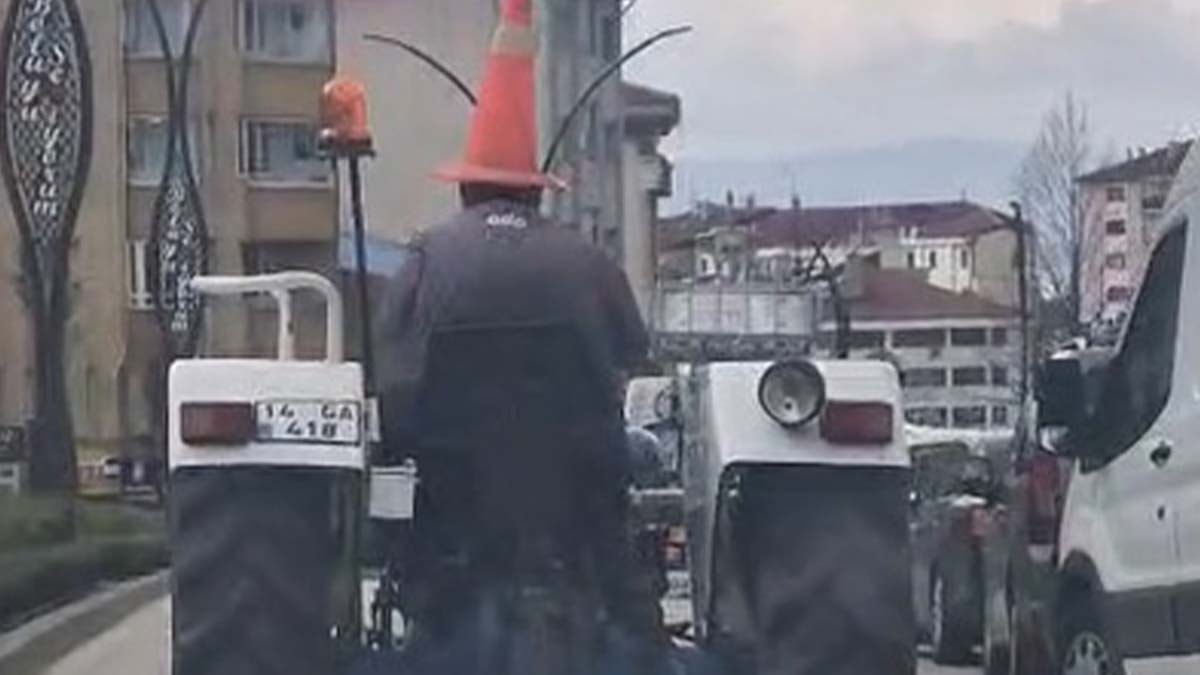 Bolu'da Traktör Sürücüsünün Kask Dubası Şaşırttı