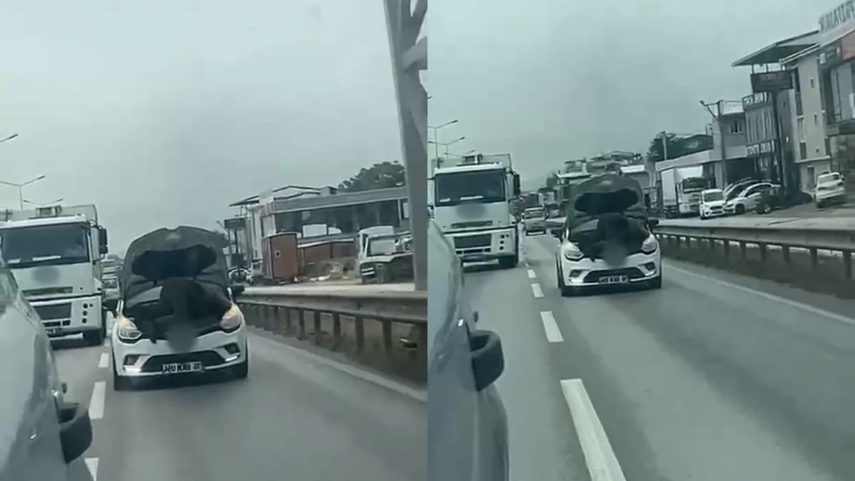 Bursa'da Seyir Halindeki Otomobilde Tehlikeli Tamirat