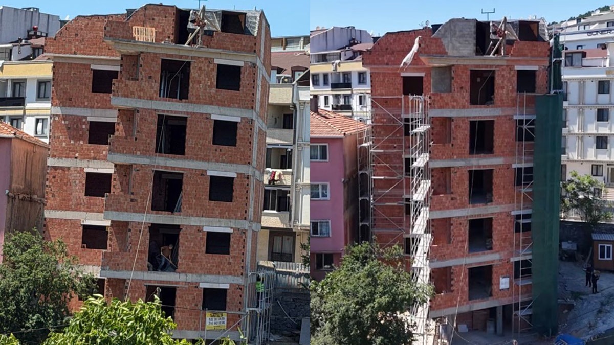 Çekmeköy'deki eğri bina sosyal medyada gündem oldu
