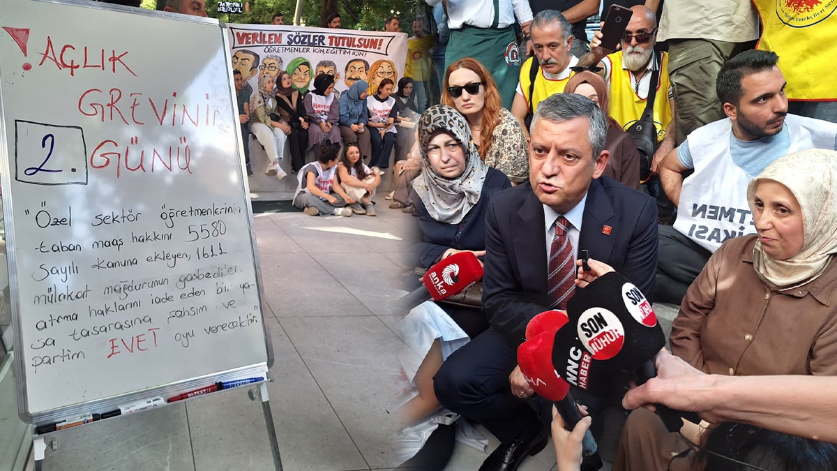 CHP lideri Özel'den açlık grevindeki öğretmenlere destek ziyareti
