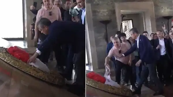 CHP lideri Özel'in Anıtkabir çelengi tartışma yarattı