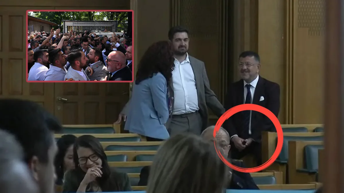 CHP'li gruplar Meclis önünde kavga etti, Veli Ağbaba sigara içti