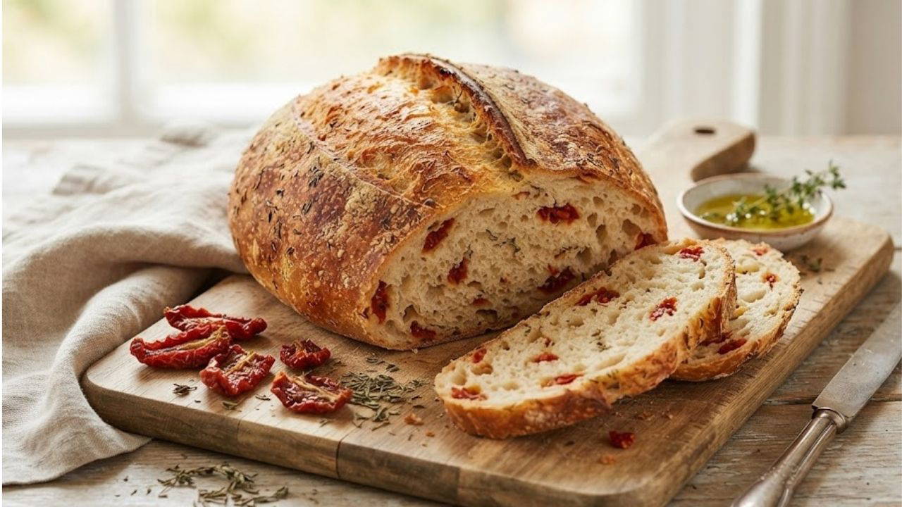 Çıtır Kabuklu, Aromatik Kuru Domatesli Kekikli Ekmek: Sofraların Yıldızı