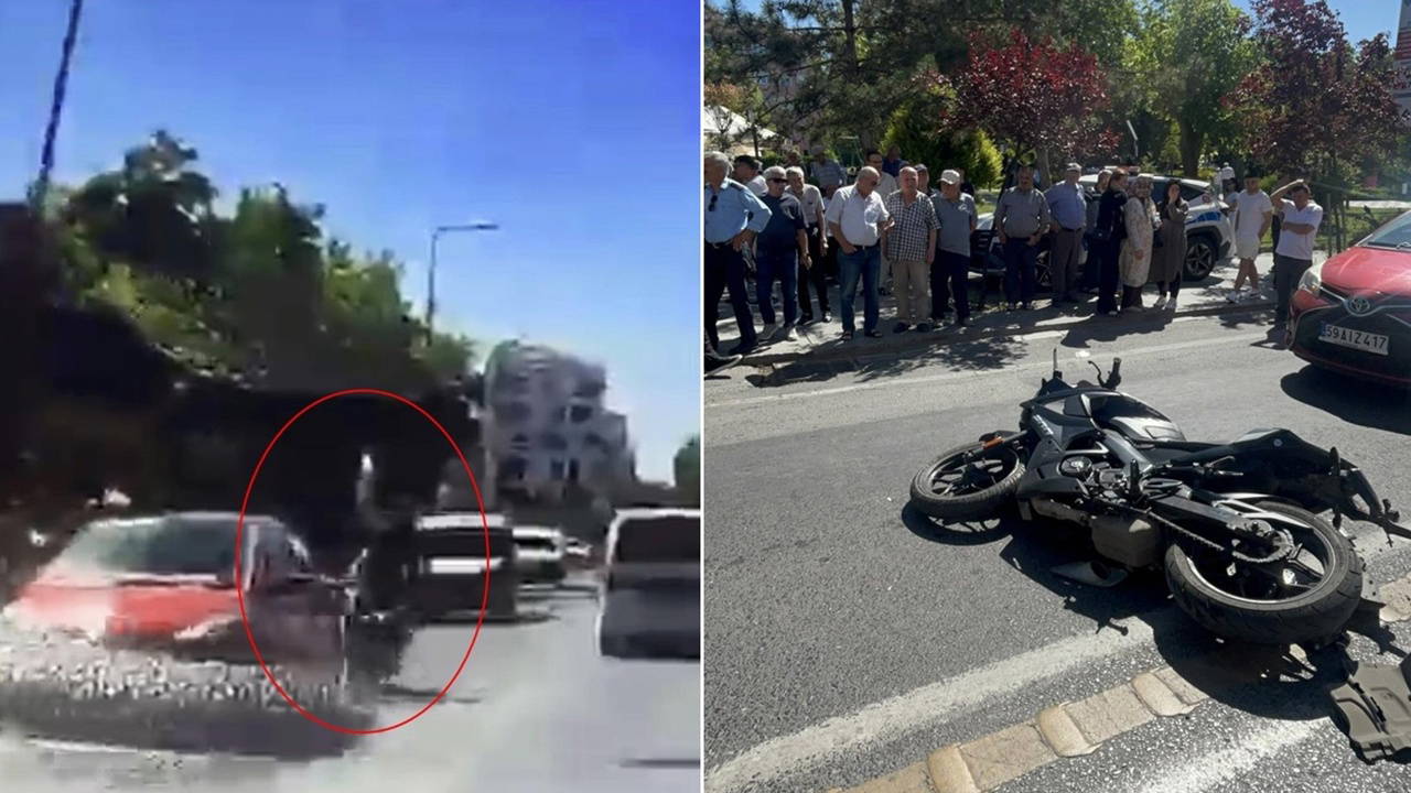Çorlu'da Motosiklet Şerit İhlali: İki Araca Çarpıp Yaraladı