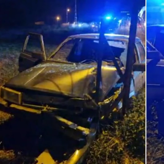 Çorum'da Alkollü Sürücü Kazası: 2.86 Promil, Yol Kenarındaki Direğe Çarptı, Tarlaya Savruldu