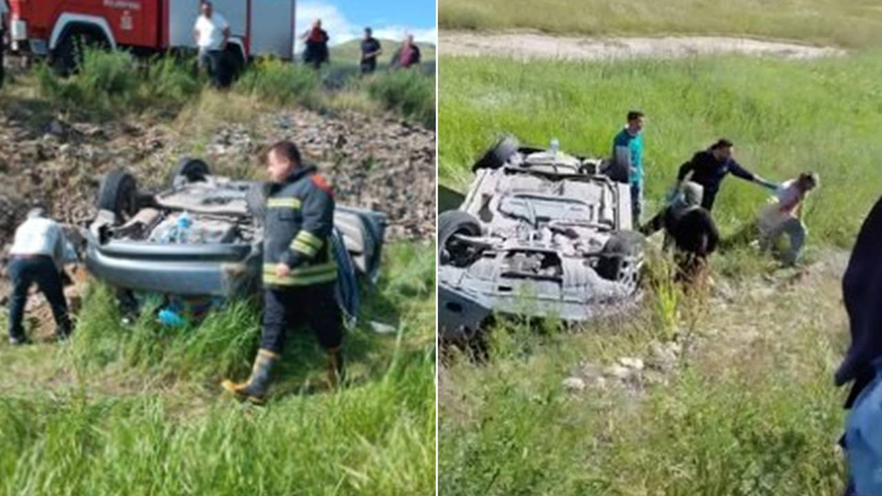 Çorum'da otomobil şarampole devrildi: Aynı aileden 4 yaralı