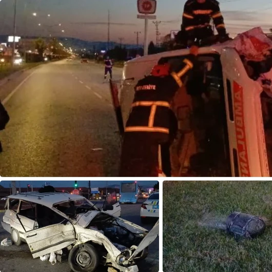 Çorum'da Ambulans ile Otomobil Çarpıştı: LPG Tankı Yola Savruldu