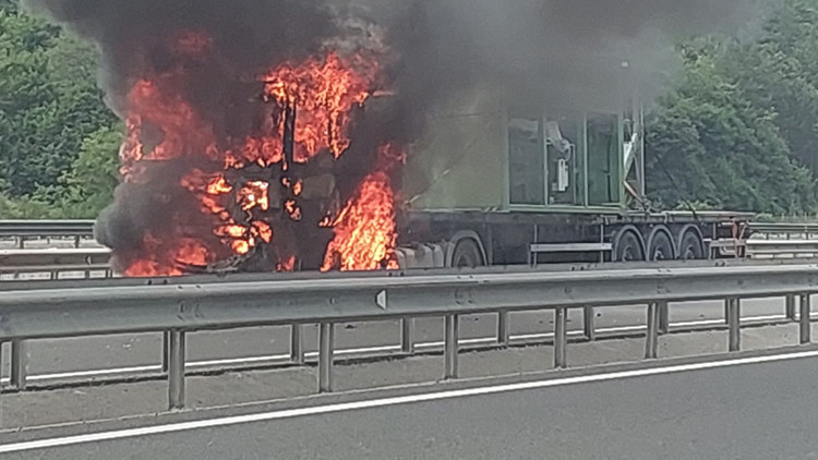 D-100 Karayolunda TIR Yangını: Sürücü Son Anda Kurtuldu