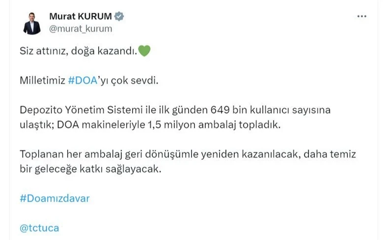 Depozito sistemi ilk gün 1,5 milyon şişe topladı; boş şişe 1 TL