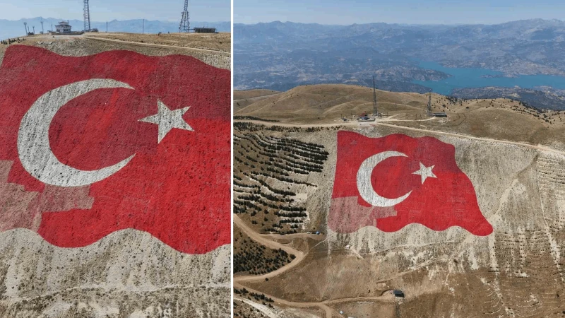 40 dönümlük dev Türk bayrağı restorasyonla yeniden dalgalanıyor